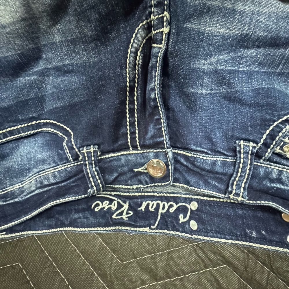 Denim Jean Shorts - Dark Blue with White Stitching